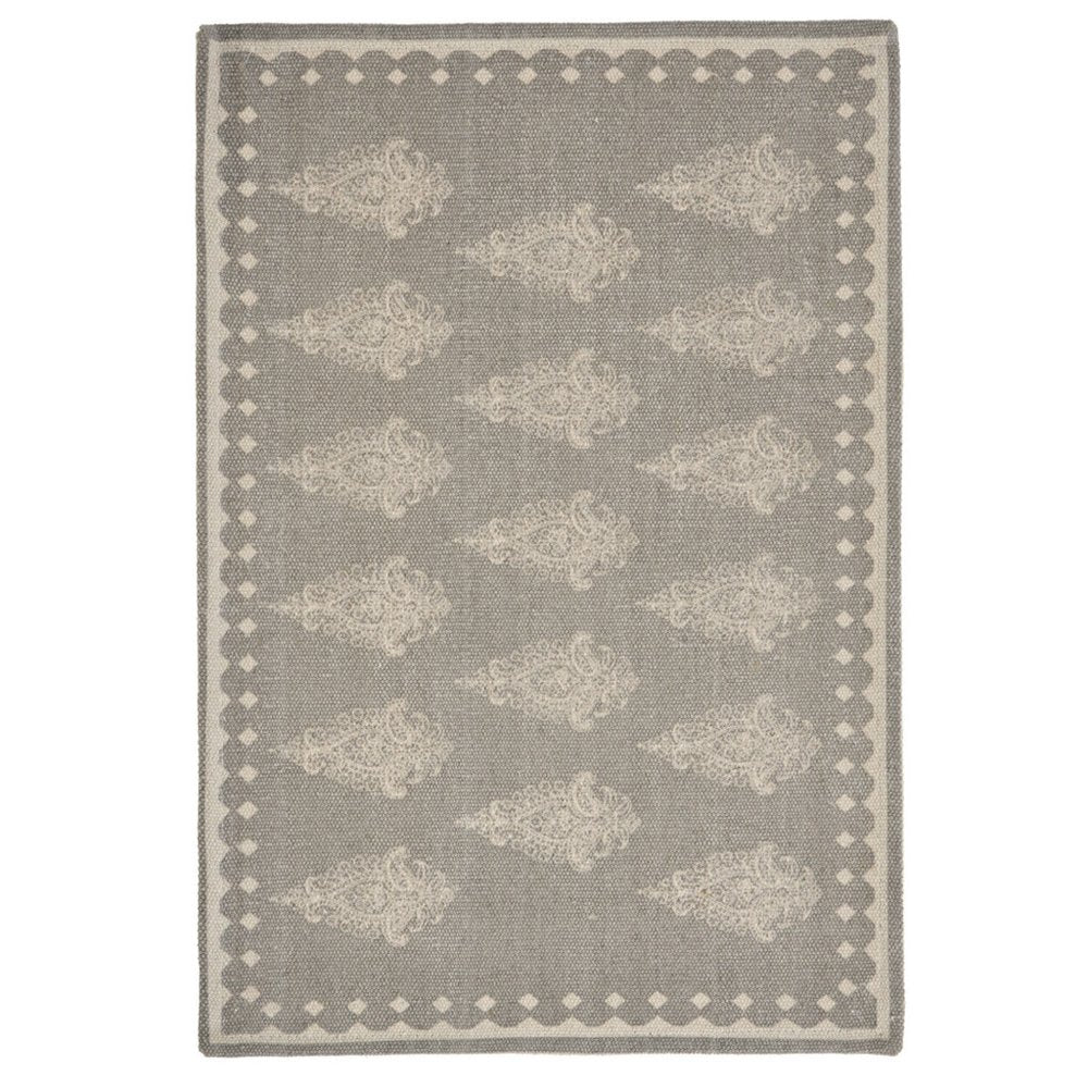 19" Set of Four Gray And Cream Geometric Medallion Cotton Placemats