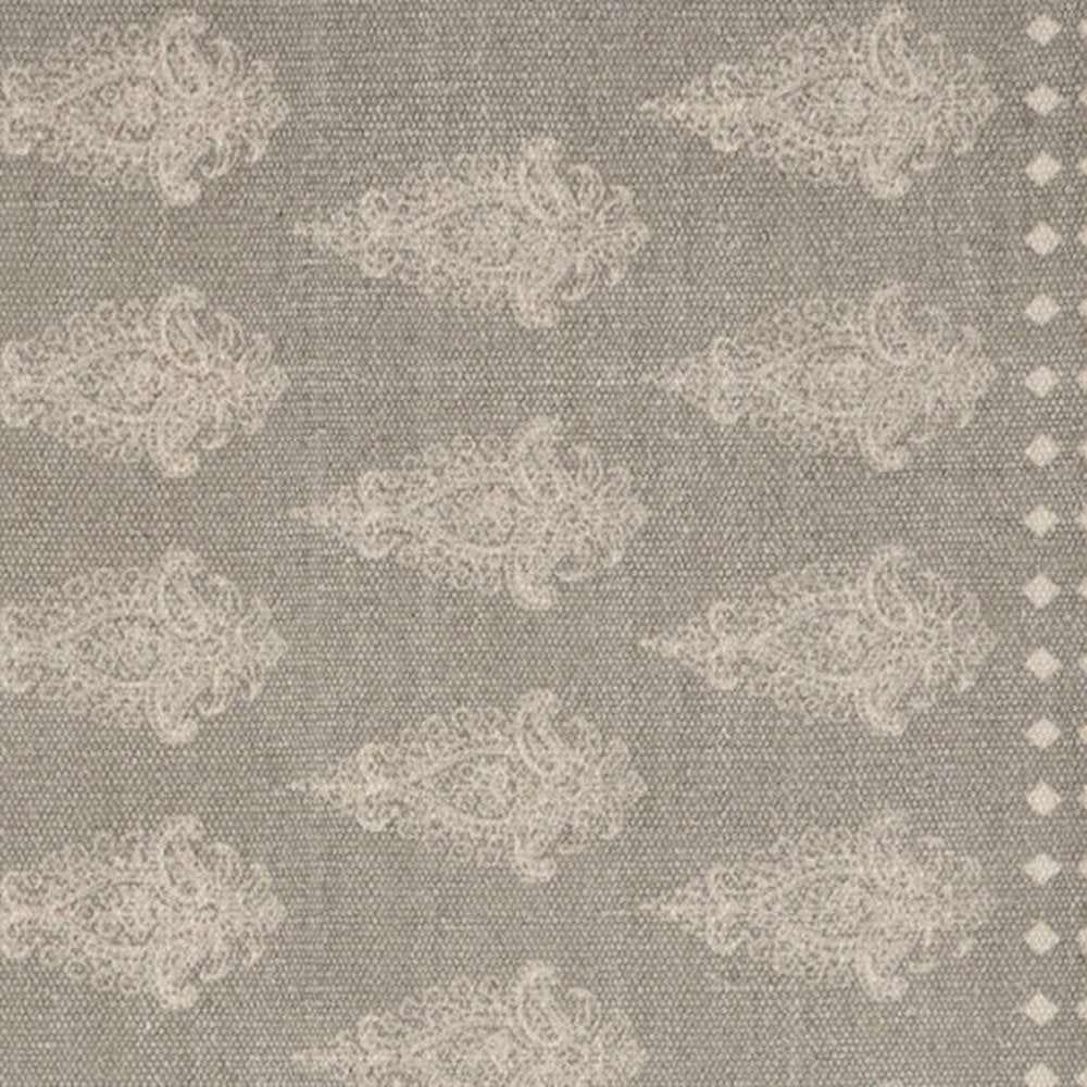 19" Set of Four Gray And Cream Geometric Medallion Cotton Placemats