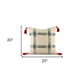 20" Ivory And Green Christmas Plaid Cotton Throw Pillow with Tassels