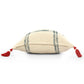 20" Ivory And Green Christmas Plaid Cotton Throw Pillow with Tassels