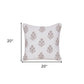 20" X 20" Natural and Ivory Floral Linen Zippered Pillow With Embroidery