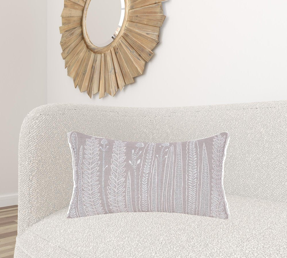 Natural and Ivory Throw Pillow with Embroidery