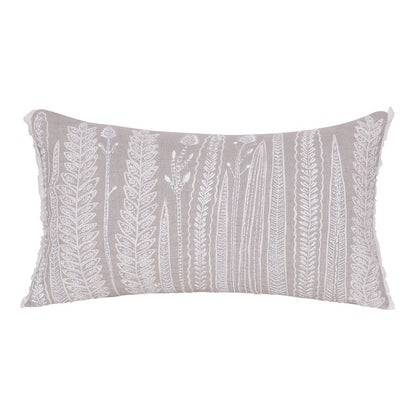 Natural and Ivory Throw Pillow with Embroidery