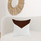 20" X 20" Brown and Ivory Geometric Faux Leather Zippered Pillow