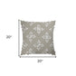 20" Beige and Ivory Throw Pillow with Embroidery