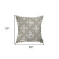 20" Beige and Ivory Throw Pillow with Embroidery