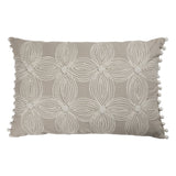 Beige and Ivory Throw Pillow with Embroidery
