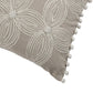 Beige and Ivory Throw Pillow with Embroidery