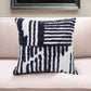 22" Navy and White Geometric Cotton Throw Pillow