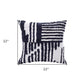 22" Navy and White Geometric Cotton Throw Pillow