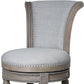 30" Gray Solid Wood and Linen Bar Height Swivel Bar Chair