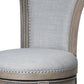 30" Gray Solid Wood and Linen Bar Height Swivel Bar Chair