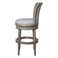 30" Gray Solid Wood and Linen Bar Height Swivel Bar Chair