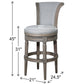 30" Gray Solid Wood and Linen Bar Height Swivel Bar Chair