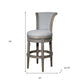 25" Gray Solid Wood and Fabric Counter Height Swivel Bar Chair