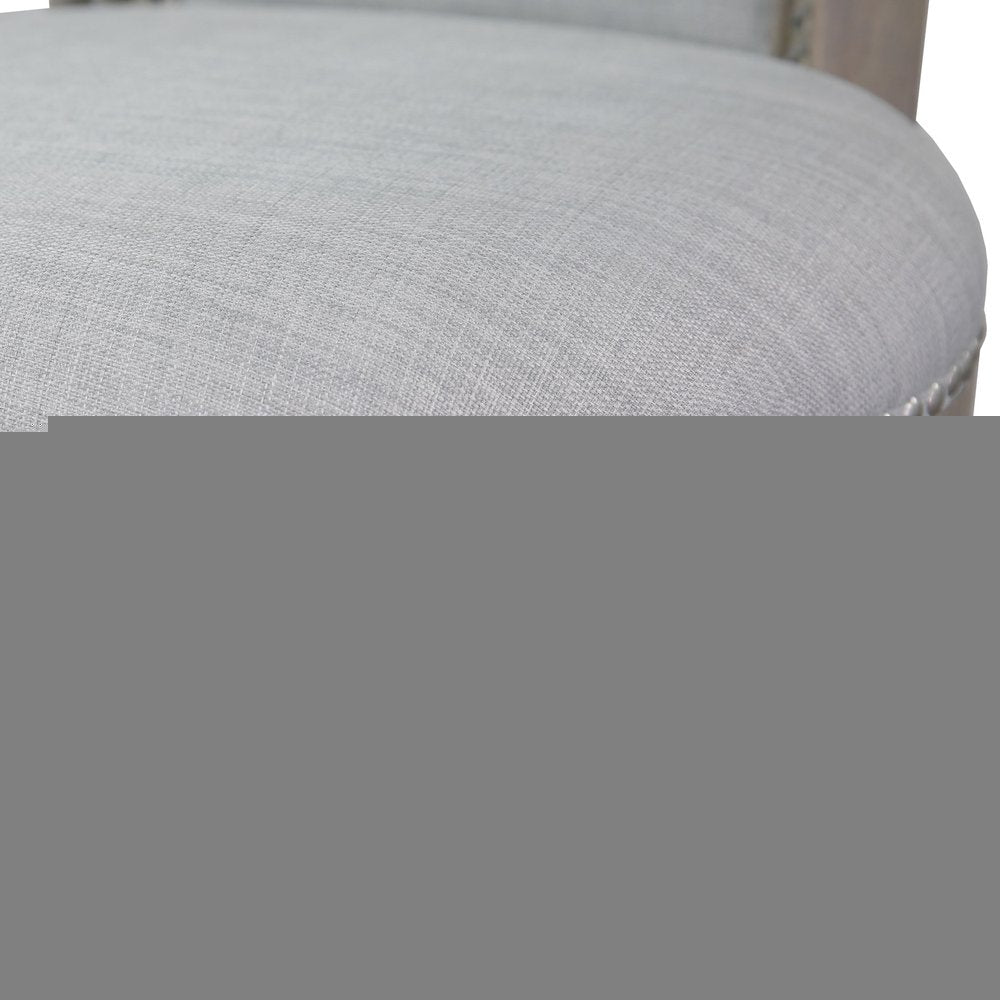 25" Gray Solid Wood and Fabric Counter Height Swivel Bar Chair