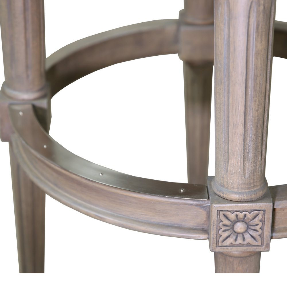 25" Gray Solid Wood and Fabric Counter Height Swivel Bar Chair