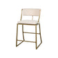 25" Beige And Antiqued Brass Steel Low Back Counter Height Bar Chair