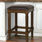 27" Brown And Dark Brown Solid Wood Backless Counter Height Bar Chair