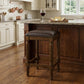 27" Brown And Dark Brown Solid Wood Backless Counter Height Bar Chair