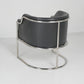 Charcoal and Silver Upholstered Leather Curved Back Dining Arm Chair