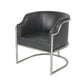 Charcoal and Silver Upholstered Leather Curved Back Dining Arm Chair