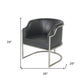 Charcoal and Silver Upholstered Leather Curved Back Dining Arm Chair