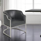 Charcoal and Silver Upholstered Leather Curved Back Dining Arm Chair