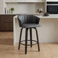 26" Gray and Black Faux Leather Counter Height Swivel Bar Chair