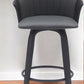 26" Gray and Black Faux Leather Counter Height Swivel Bar Chair