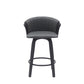 26" Gray and Black Faux Leather Counter Height Swivel Bar Chair