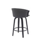 26" Gray and Black Faux Leather Counter Height Swivel Bar Chair