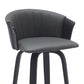 26" Gray and Black Faux Leather Counter Height Swivel Bar Chair