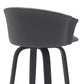 26" Gray and Black Faux Leather Counter Height Swivel Bar Chair