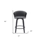 26" Gray and Black Faux Leather Counter Height Swivel Bar Chair