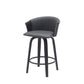 26" Gray and Black Faux Leather Counter Height Swivel Bar Chair