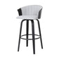 26" Light Gray And Black Fabric Swivel Counter Height Bar Chair