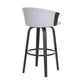 26" Light Gray And Black Fabric Swivel Counter Height Bar Chair