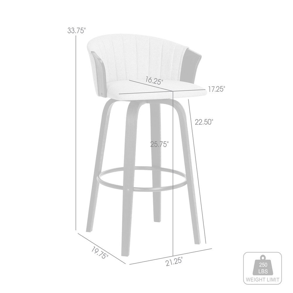 26" Light Gray And Black Fabric Swivel Counter Height Bar Chair