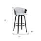 26" Light Gray And Black Fabric Swivel Counter Height Bar Chair
