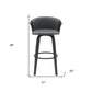 30" Gray And Black Faux Leather Swivel Bar Height Bar Chair