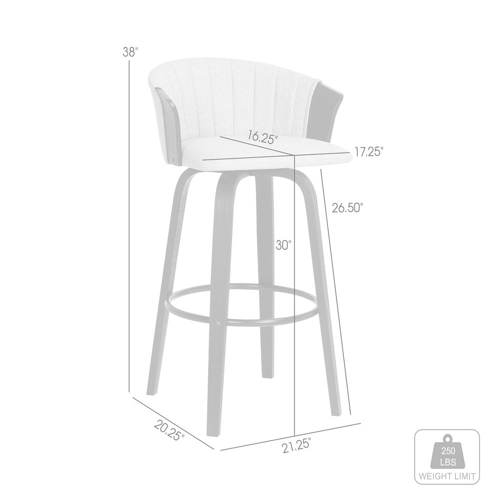 30" Light Gray And Black Fabric Swivel Bar Height Bar Chair
