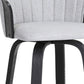30" Light Gray And Black Fabric Swivel Bar Height Bar Chair