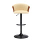 Cream and Black Faux Leather with Metal Swivel Adjustable Height Bar Chair