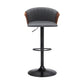 Gray and Black Faux Leather with Metal Swivel Adjustable Height Bar Chair