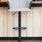 Light Gray and Black Fabric with Metal Swivel Adjustable Height Bar Chair