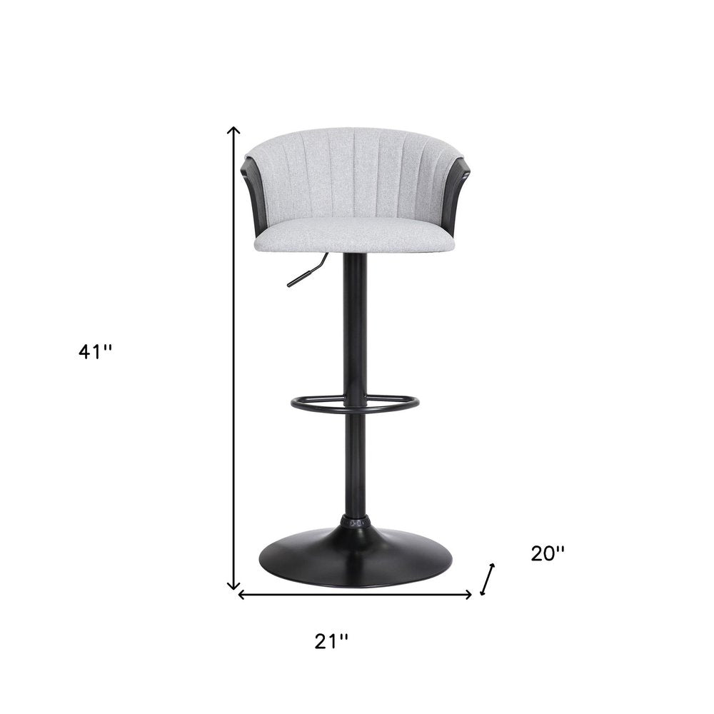 Light Gray and Black Fabric with Metal Swivel Adjustable Height Bar Chair