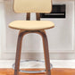 26" Cream And Wood Brown Faux Leather Swivel Low Back Counter Height Bar Chair