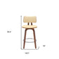 26" Cream And Wood Brown Faux Leather Swivel Low Back Counter Height Bar Chair