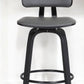 26" Gray And Black Faux Leather Swivel Low Back Counter Height Bar Chair